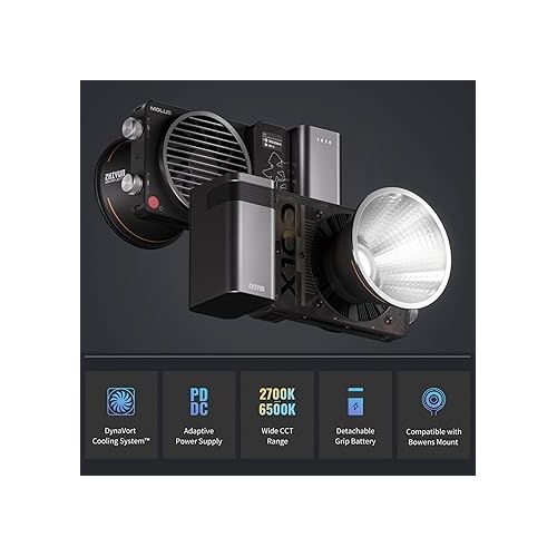 지윤텍 Zhiyun Molus X100 100W LED Video Light CCT 2700K~6500K CRI≥95 TLCI≥97 ZY Mount Manual and App Control Music Mode Continuous Lighting for Photography, Studio Video, YouTube, Vlog, Live Stream, etc