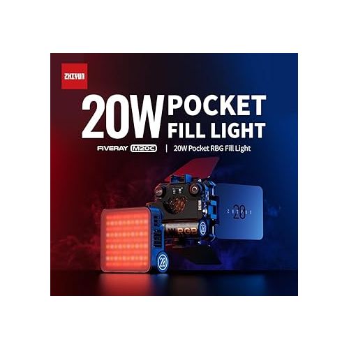 지윤텍 ZHIYUN FIVERAY M20C LED Video Light - 2500K-10000K DynaVort Cooling System Mark II with Radiant Full-Color RGB Glow