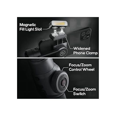 지윤텍 Zhiyun Smooth 5 Combo Gimbal Stabilizer for Smartphone, 3-Axis Portable Android and iPhone Gimbal Stabilizer with Tripod, LED Fill Light & Carrying Bag for Video Recording, Vlogging, YouTube, TikTok