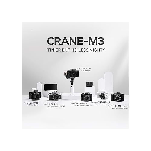 지윤텍 Zhiyun Crane M3 Combo Version 3-Axis Handheld Gimbal Stabilizer for Mirrorless Cameras, Compatible with Sony A6600, A6100, A6000, RX100 M7, GX85, for Gopro Hero10/9/8 5/6/7,iPhone 13 12 XS-Pro Max
