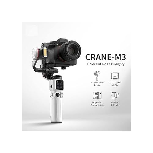 지윤텍 Zhiyun Crane M3 Combo Version 3-Axis Handheld Gimbal Stabilizer for Mirrorless Cameras, Compatible with Sony A6600, A6100, A6000, RX100 M7, GX85, for Gopro Hero10/9/8 5/6/7,iPhone 13 12 XS-Pro Max