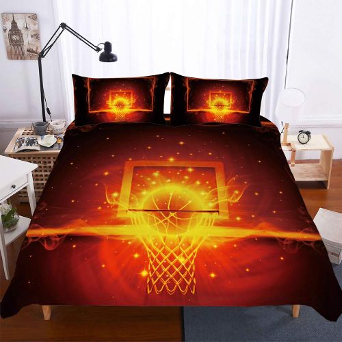  Zhizhen Basketball 3D Bedding Set Print Stylist Duvet Cover Set Twin Lets Go Play Basketball Bed Sheet for Teen Boys NBA 18