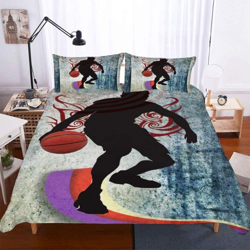  Zhizhen Basketball 3D Bedding Set Print Stylist Duvet Cover Set Twin Lets Go Play Basketball Bed Sheet for Teen Boys NBA 18