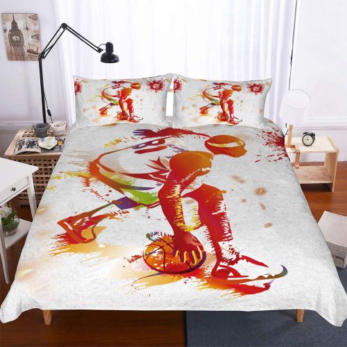  Zhizhen Basketball 3D Bedding Set Print Stylist Duvet Cover Set Twin Lets Go Play Basketball Bed Sheet for Teen Boys NBA 18