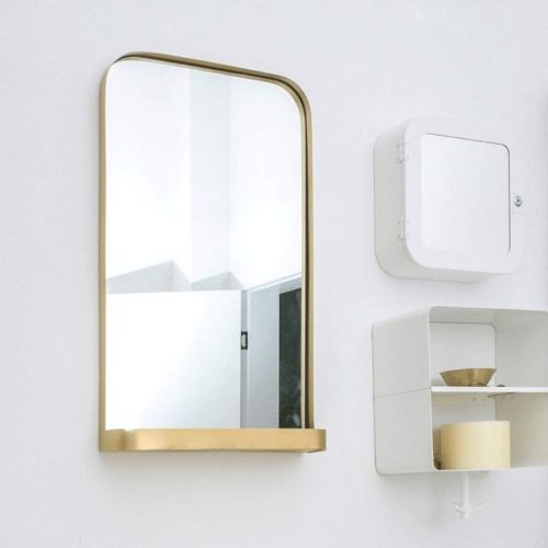  Zhpijiep Nordic Bathroom Mirror Rectangular Gold Shelf Mirror Wall-Mounted Bedroom Vanity Mirror (Size : 4575CM)