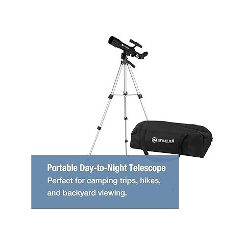  Zhumell - 50mm Portable Refractor Telescope - Coated Glass Optics - Ideal Telescope for Beginners - Digiscoping Smartphone Adapter