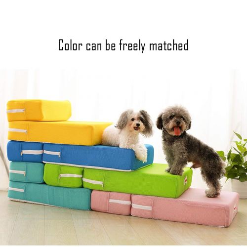  Zhyaj Dog Steps for High Bed Pet Stairs Breathable Mesh Foldable Cat and Dog Ladder Training Stairs Sponge Mats Climbing Ladder Family Favorite Brown