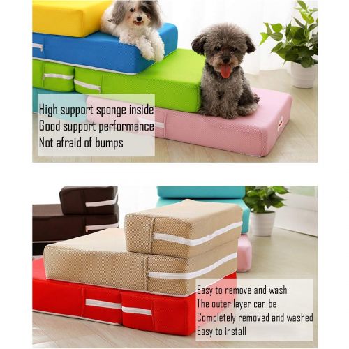  Zhyaj Dog Steps for High Bed Pet Stairs Breathable Mesh Foldable Cat and Dog Ladder Training Stairs Sponge Mats Climbing Ladder Family Favorite Brown