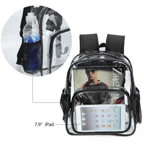  Zicac Cute Transparent Clear PVC Backpack School Bag with Mesh Side Pockets