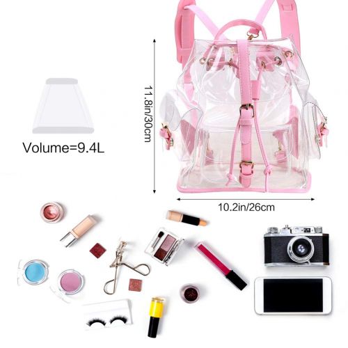  Zicac Clear BackpackDrawstring Transparent Backpack For Girls PVC Bag Satchel