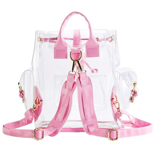  Zicac Clear BackpackDrawstring Transparent Backpack For Girls PVC Bag Satchel