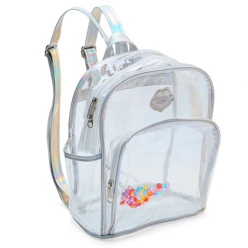  Zicac Girls Transparent Laser Sequins Backpack See Through Plastic Travel Casual Rucksack