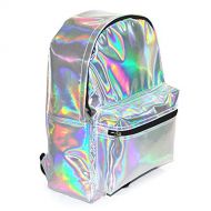 Zicac Girls Sliver Holographic Laser Leather Backpack Travel Casual Daypack (silver)