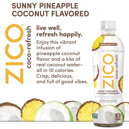  Zico Beverages ZICO Coco-Refresh Sunny Pineapple Coconut Flavored, 16.9 fl oz (Pack of 12)