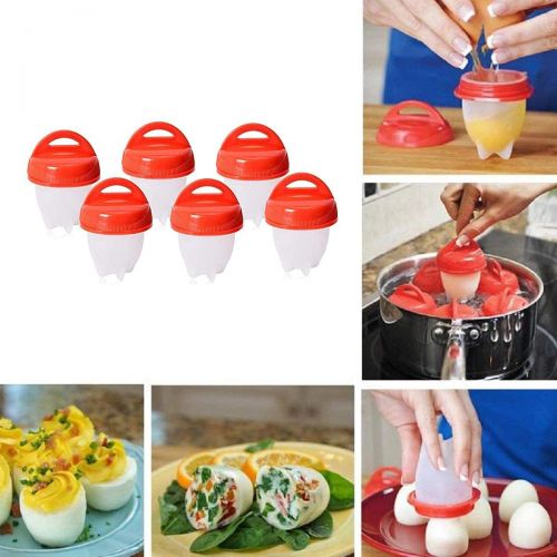  Zidiao Egg Cooker - Hard Boiled Eggs without the Shell, 6 Egg Cups,Non Stick Silicone Boiled Steamer Eggies, BPA Free