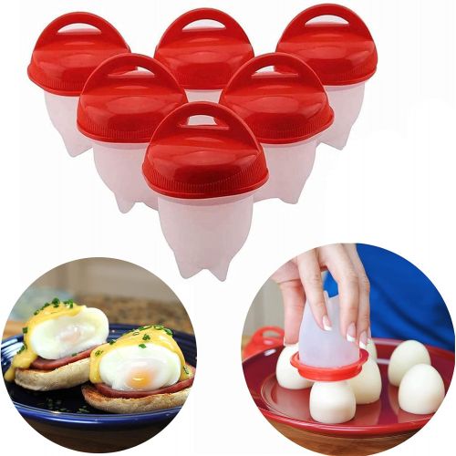 Zidiao Egg Cooker - Hard Boiled Eggs without the Shell, 6 Egg Cups,Non Stick Silicone Boiled Steamer Eggies, BPA Free