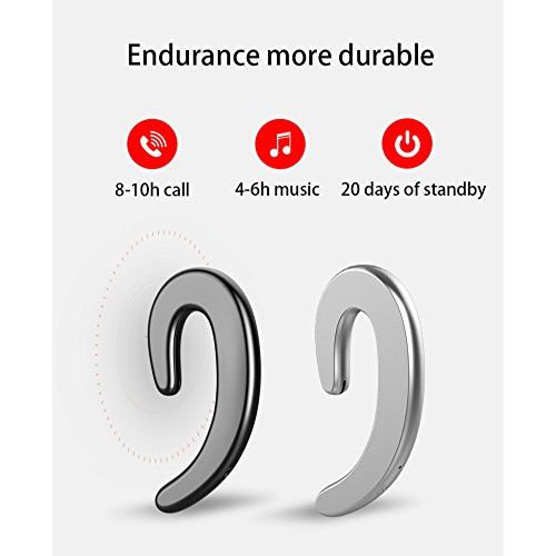  Ziekk Wireless Bluetooth Double Ear Headset,Painless Wearing Headphones with Mic for Cell Phone,Non Bone Conduction Ear Hook Headphones (Black)