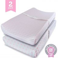 Ziggy Baby Jersey Cotton Changing Pad Cover, Pink/White, 2 Pack