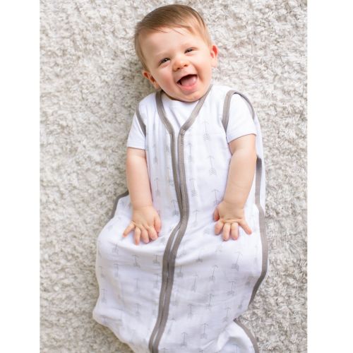  Muslin Baby Sleeping Bag Wearable Blanket, Sack for Sleep (Medium, 6-12 Months) Grey, Arrow by Ziggy Baby