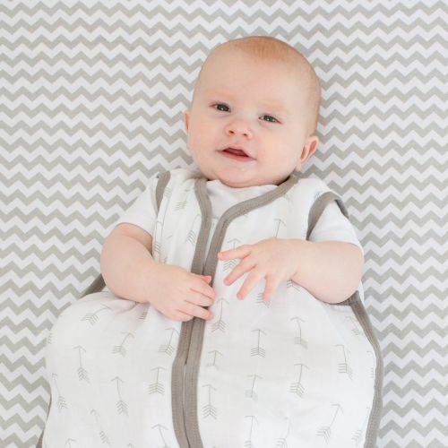  Muslin Baby Sleeping Bag Wearable Blanket, Sack for Sleep (Medium, 6-12 Months) Grey, Arrow by Ziggy Baby