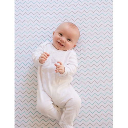  Ziggy Baby Crib Sheets, Toddler Bedding Fitted Jersey Cotton (2 Pack) Chevron, Cross, Blue/Grey