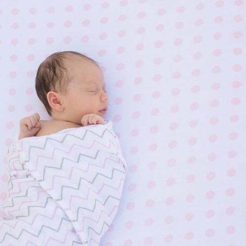  Ziggy Baby Crib Sheet, Toddler Bedding Fitted Jersey Cotton (2 Pack) Chevron, Dot, Pink/White