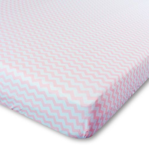  Ziggy Baby Crib Sheet, Toddler Bedding Fitted Jersey Cotton (2 Pack) Chevron, Dot, Pink/White