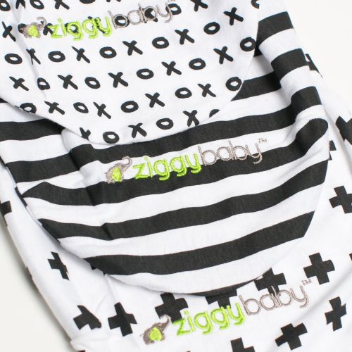  Ziggy Baby Swaddle Blanket Adjustable Infant Baby Wrap Set 3 Pack Soft Cotton Black & White