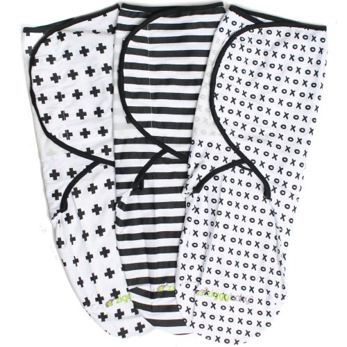  Ziggy Baby Swaddle Blanket Adjustable Infant Baby Wrap Set 3 Pack Soft Cotton Black & White