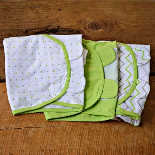  Ziggy Baby Baby Swaddle Blanket Wrap Set (3 Pack) Green, Grey Chevron, Dot, Solid