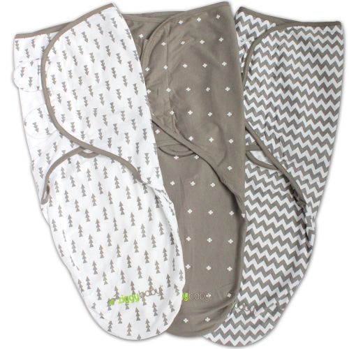  Ziggy Baby Swaddle Blanket, Adjustable Infant Baby Wrap, Soft Cotton in Ultra Grey