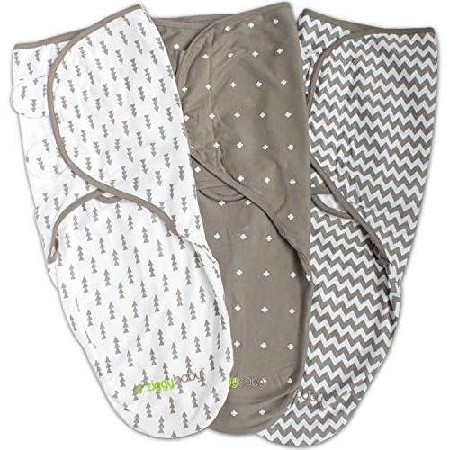  [아마존베스트]Ziggy Baby Swaddle Blanket, Adjustable Infant Baby Wrap, Soft Cotton in Ultra Grey