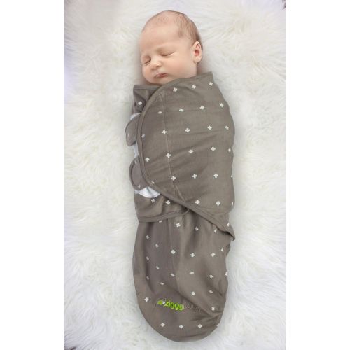  [아마존베스트]Ziggy Baby Swaddle Blanket, Adjustable Infant Baby Wrap, Soft Cotton in Ultra Grey