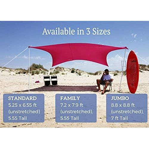  ZiggyShade Family Beach Sunshade  Lightweight Sun Shade Tent with Sandbag Anchors & 4 Free Pegs | UPF50+ UV Quality Lycra Fabric | Large & Portable | Canopy for Parks & Outdoor