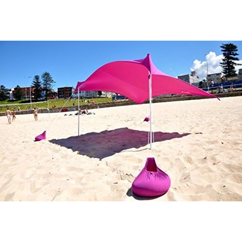  ZiggyShade Family Beach Sunshade  Lightweight Sun Shade Tent with Sandbag Anchors & 4 Free Pegs | UPF50+ UV Quality Lycra Fabric | Large & Portable | Canopy for Parks & Outdoor