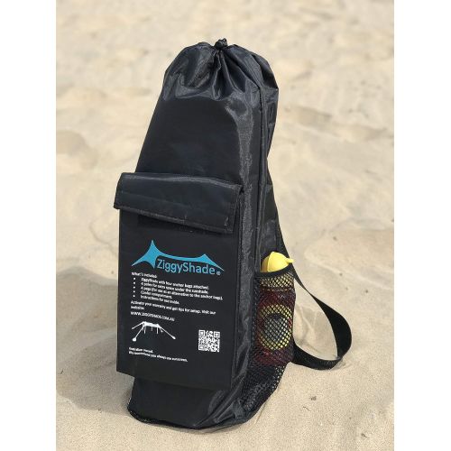  ZiggyShade Family Beach Sunshade ? Lightweight Sun Shade Tent with Sandbag Anchors & 4 Free Pegs UPF50+ UV Quality Lycra Fabric Large & Portable Canopy for Parks & Outdoor