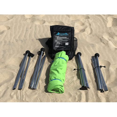  ZiggyShade Family Beach Sunshade ? Lightweight Sun Shade Tent with Sandbag Anchors & 4 Free Pegs UPF50+ UV Quality Lycra Fabric Large & Portable Canopy for Parks & Outdoor