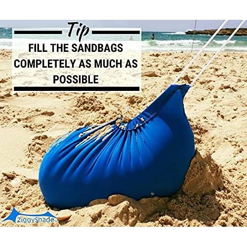  ZiggyShade Family Beach Sunshade ? Lightweight Sun Shade Tent with Sandbag Anchors & 4 Free Pegs UPF50+ UV Quality Lycra Fabric Large & Portable Canopy for Parks & Outdoor