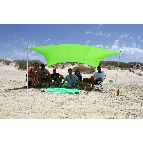  [아마존베스트]ZiggyShade Family Beach Sunshade  Lightweight Sun Shade Tent with Sandbag Anchors & 4 Free Pegs | UPF50+ UV Quality Lycra Fabric | Large & Portable | Canopy for Parks & Outdoor