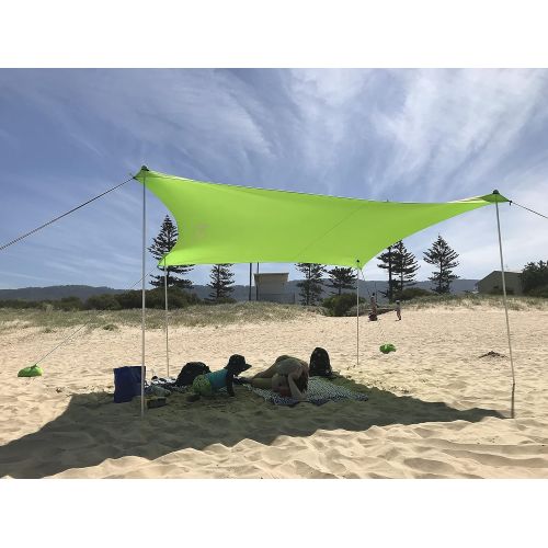  [아마존베스트]ZiggyShade Family Beach Sunshade  Lightweight Sun Shade Tent with Sandbag Anchors & 4 Free Pegs | UPF50+ UV Quality Lycra Fabric | Large & Portable | Canopy for Parks & Outdoor