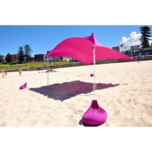  ZiggyShade Family Jumbo Beach Sunshade  Lightweight Sun Shade Tent with Sandbag Anchors & 4 Free Pegs | UPF50+ UV Quality Lycra Fabric | Large & Portable | Canopy for Parks & Outd