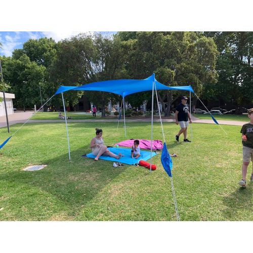  ZiggyShade Family Jumbo Beach Sunshade  Lightweight Sun Shade Tent with Sandbag Anchors & 4 Free Pegs | UPF50+ UV Quality Lycra Fabric | Large & Portable | Canopy for Parks & Outd