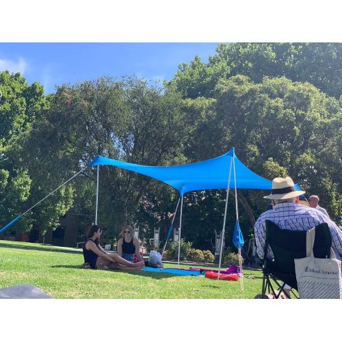  ZiggyShade Family Jumbo Beach Sunshade  Lightweight Sun Shade Tent with Sandbag Anchors & 4 Free Pegs | UPF50+ UV Quality Lycra Fabric | Large & Portable | Canopy for Parks & Outd