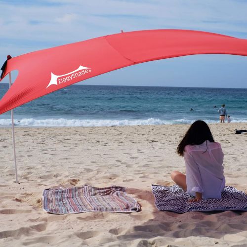  ZiggyShade Family Jumbo Beach Sunshade  Lightweight Sun Shade Tent with Sandbag Anchors & 4 Free Pegs | UPF50+ UV Quality Lycra Fabric | Large & Portable | Canopy for Parks & Outd