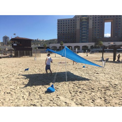  ZiggyShade Family Jumbo Beach Sunshade  Lightweight Sun Shade Tent with Sandbag Anchors & 4 Free Pegs | UPF50+ UV Quality Lycra Fabric | Large & Portable | Canopy for Parks & Outd