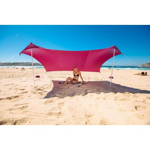  ZiggyShade Family Beach Sunshade  Lightweight Sun Shade Tent with Sandbag Anchors & 4 Free Pegs | UPF50+ UV Quality Lycra Fabric | Large & Portable | Canopy for Parks & Outdoor