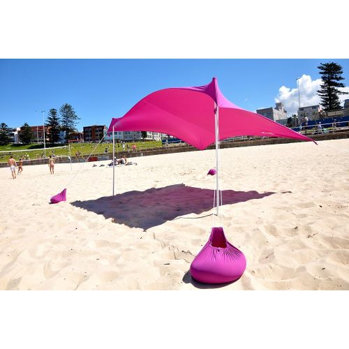  ZiggyShade Family Beach Sunshade  Lightweight Sun Shade Tent with Sandbag Anchors & 4 Free Pegs | UPF50+ UV Quality Lycra Fabric | Large & Portable | Canopy for Parks & Outdoor