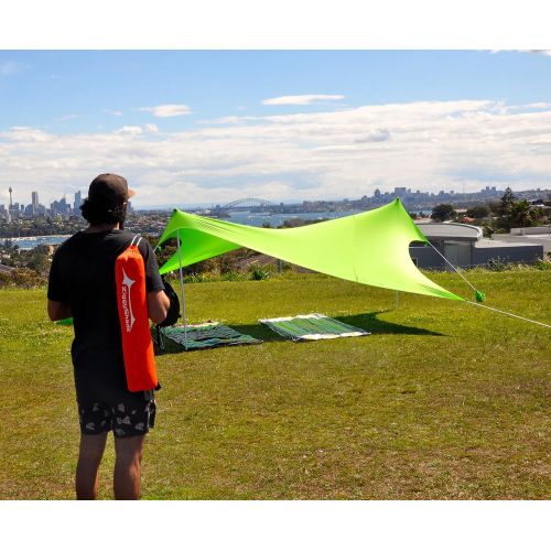  ZiggyShade Family Beach Sunshade  Lightweight Sun Shade Tent with Sandbag Anchors & 4 Free Pegs | UPF50+ UV Quality Lycra Fabric | Large & Portable | Canopy for Parks & Outdoor