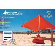 ZiggyShade Family Beach Sunshade  Lightweight Sun Shade Tent with Sandbag Anchors & 4 Free Pegs | UPF50+ UV Quality Lycra Fabric | Large & Portable | Canopy for Parks & Outdoor