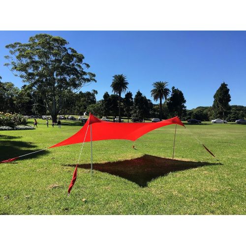  ZiggyShade Family Beach Sunshade  Lightweight Sun Shade Tent with Sandbag Anchors & 4 Free Pegs | UPF50+ UV Quality Lycra Fabric | Large & Portable | Canopy for Parks & Outdoor